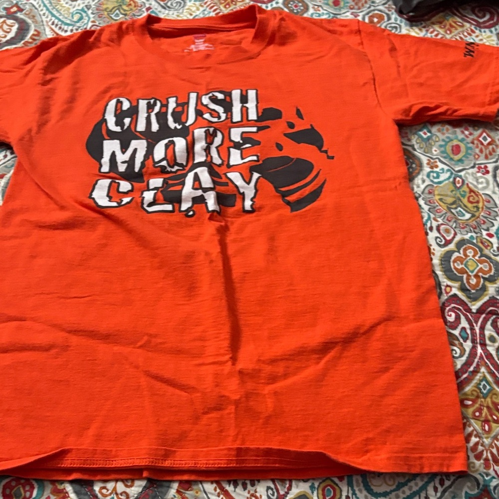 Hanes Orange 'Crush More Clay'  T-Shirt size small AIM
